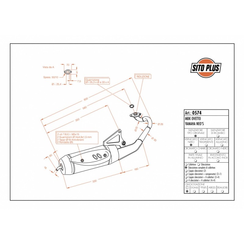 POT D'ECHAPPEMENT COMPLET LEOVINCE SITOPLUS MBK OVETTO 50 2 temps 02-12 ACIER