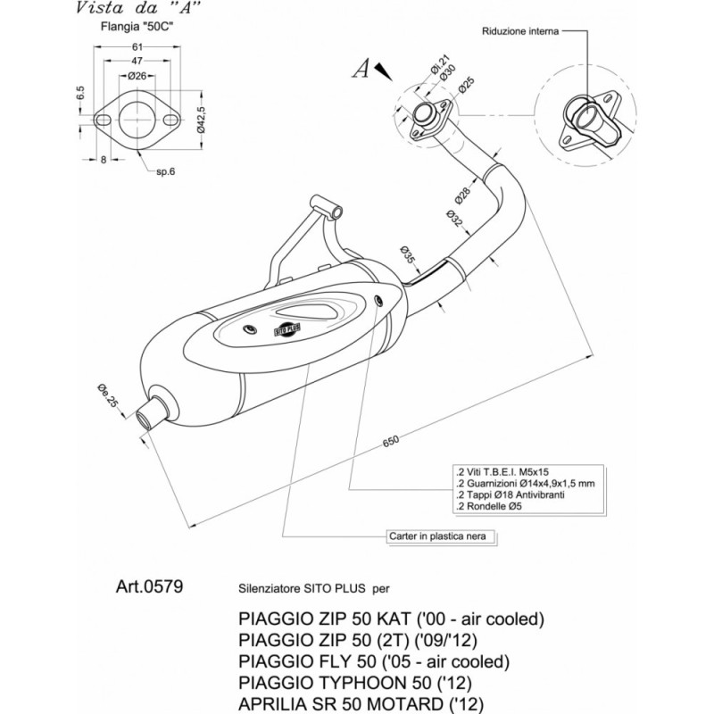 POT D'ECHAPPEMENT COMPLET LEOVINCE SITOPLUS PIAGGIO TYPHOON 50 12-17 ACIER