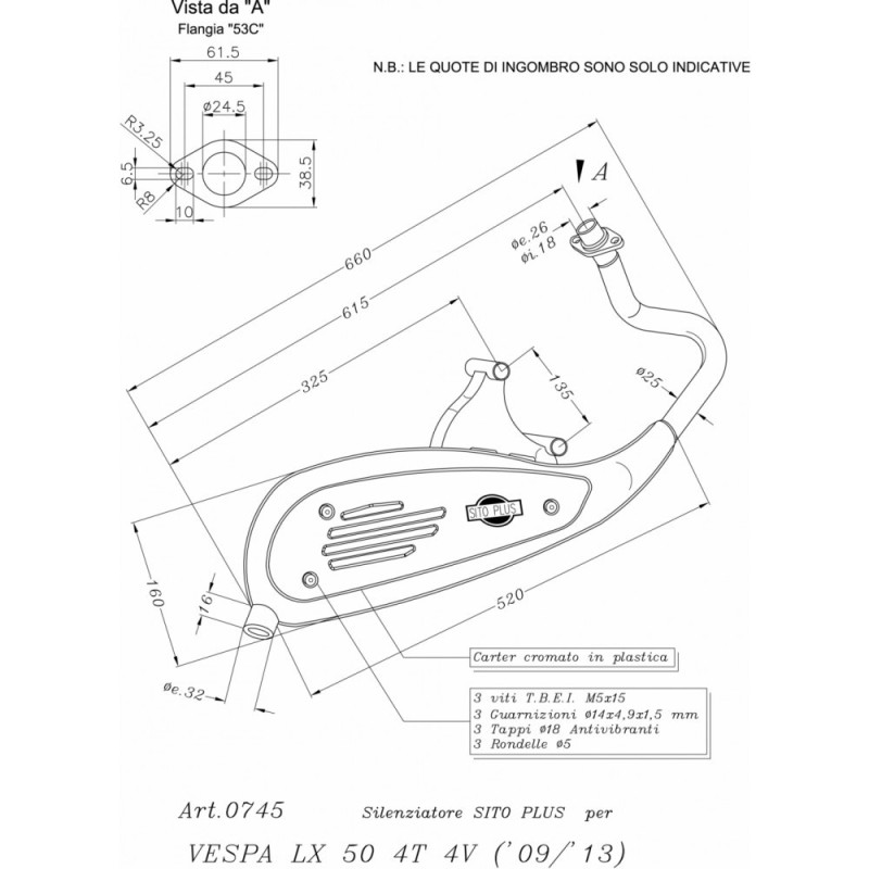 POT D'ECHAPPEMENT COMPLET LEOVINCE SITOPLUS PIAGGIO VESPA LX 50 4T 4 SOUPAPES 09-11 ACIER