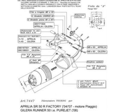 ESCAPE COMPLETO LEOVINCE TOURING APRILIA SR 50 R FACTORY Motor Piaggio 04-12 ACERO