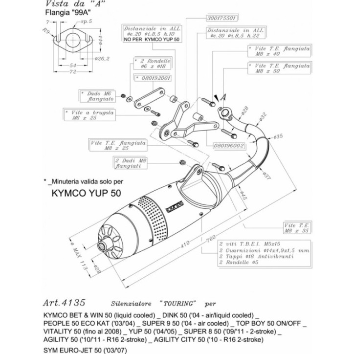 LEOVINCE FULL EXHAUST TOURING FOR KYMCO AGILITY 50 RT16 10-12 STEEL