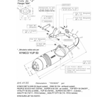 ESCAPE COMPLETO LEOVINCE TOURING KYMCO PEOPLE 50 ECO KAT 03-04 ACERO