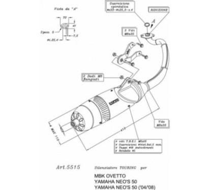 LEOVINCE SCARICO COMPLETO TOURING MBK OVETTO 50 2 stroke 02-12 ACCIAIO