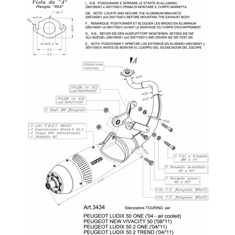 ESCAPE COMPLETO LEOVINCE TOURING PEUGEOT KISBEE 11-15 ACERO