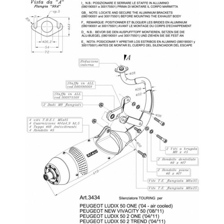 ESCAPE COMPLETO LEOVINCE TOURING PARA PEUGEOT KISBEE 11-15 ACERO