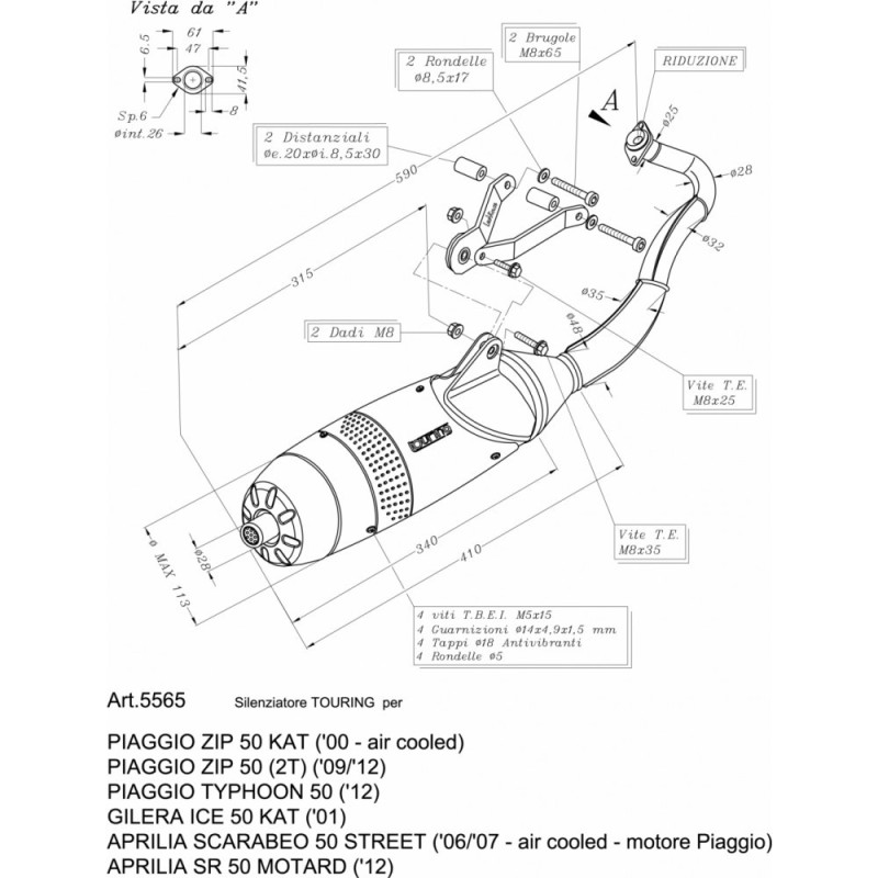 LEOVINCE VOLLSTANDIGER TOURING-AUSPUFF PIAGGIO ZIP 50 2-Takt 09-12 STAHL