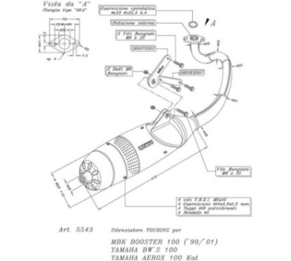 ESCAPE LEOVINCE COMPLETO TOURING YAMAHA AEROX 100 Kat 00-02 ACERO