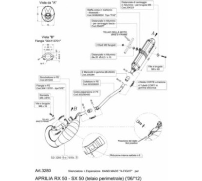 ESCAPE COMPLETO LEOVINCE X-FIGHT APRILIA RX 50 marco perimetral 06-14 ACERO INOXIDABLE