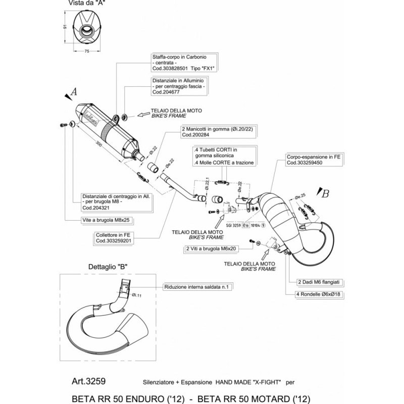 POT D'ECHAPPEMENT COMPLET LEOVINCE X-FIGHT BETA RR 50 ENDURO 2012 ACIER INOXYDABLE