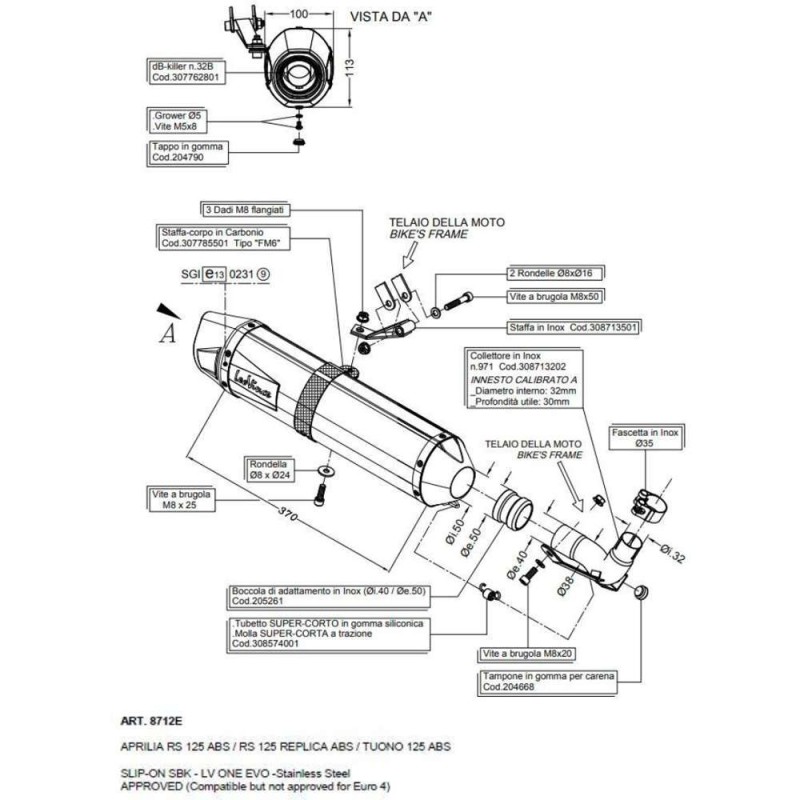 SILENCIEUX D'ECHAPPEMENT LEOVINCE LV ONE EVO APRILIA TUONO 125 17-20 INOX