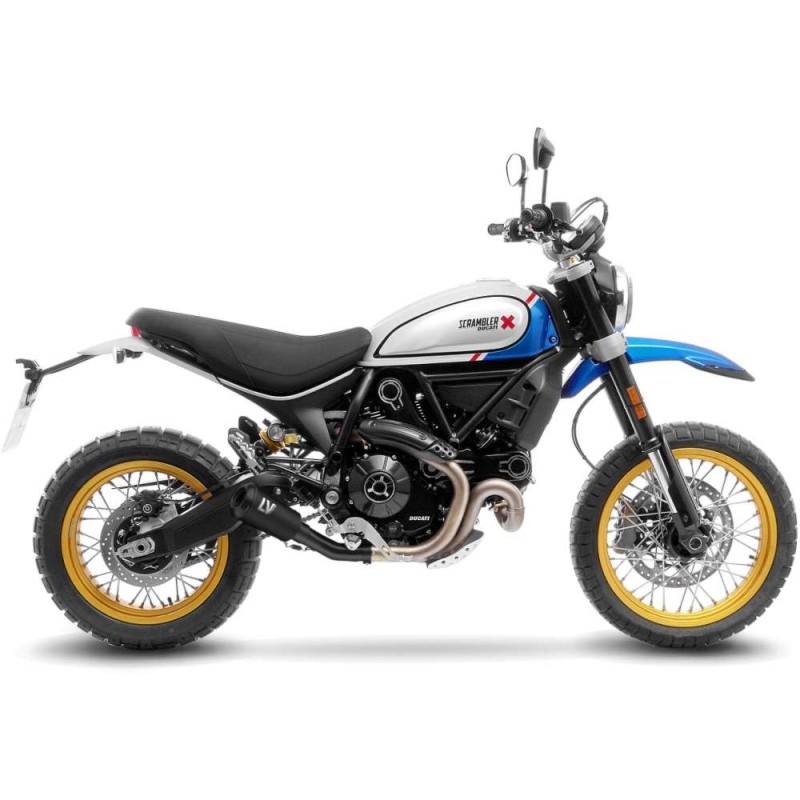 LEOVINCE LV-10 AUSPUFFSCHALLDAMPFER VOLL SCHWARZ DUCATI SCRAMBLER 800 DESERT SLED 21-22 EDELSTAHL