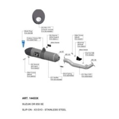 SILENCIADOR DE ESCAPE LEOVINCE X3 EVO SUZUKI DR 650 SE 96-15 ACERO INOXIDABLE