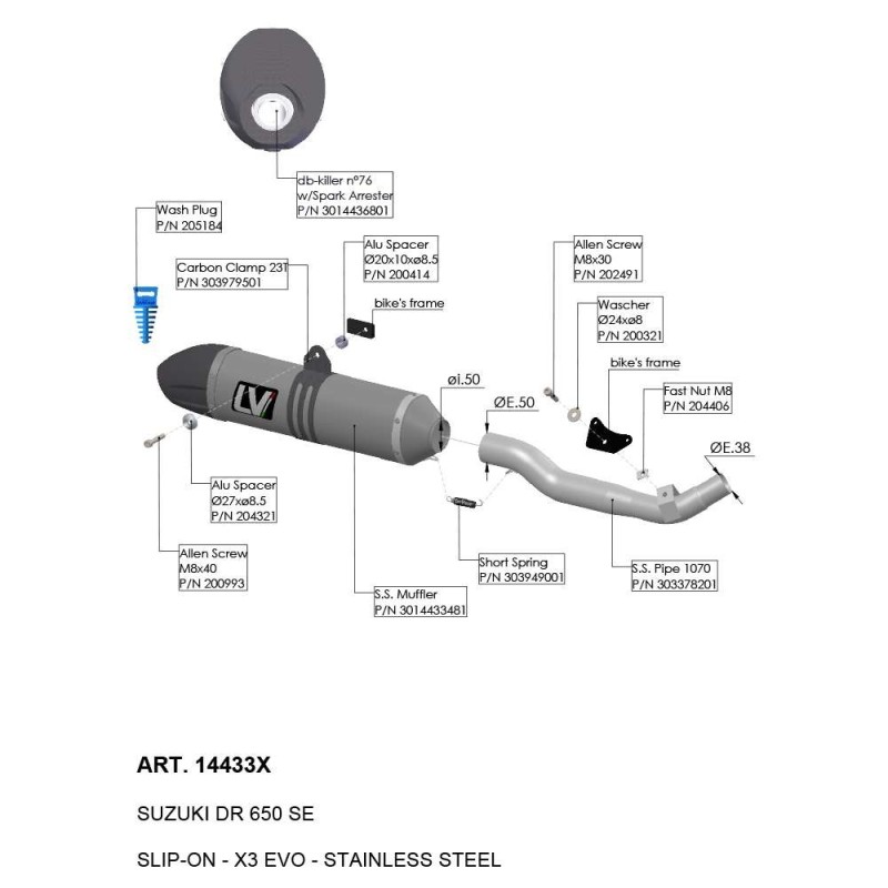 SILENCIADOR DE ESCAPE LEOVINCE X3 EVO SUZUKI DR 650 SE 96-15 ACERO INOXIDABLE