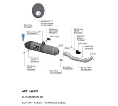 LEOVINCE TERMINALE SCARICO X3 EVO SUZUKI DR 650 SE 96-15 ACCIAIO INOX