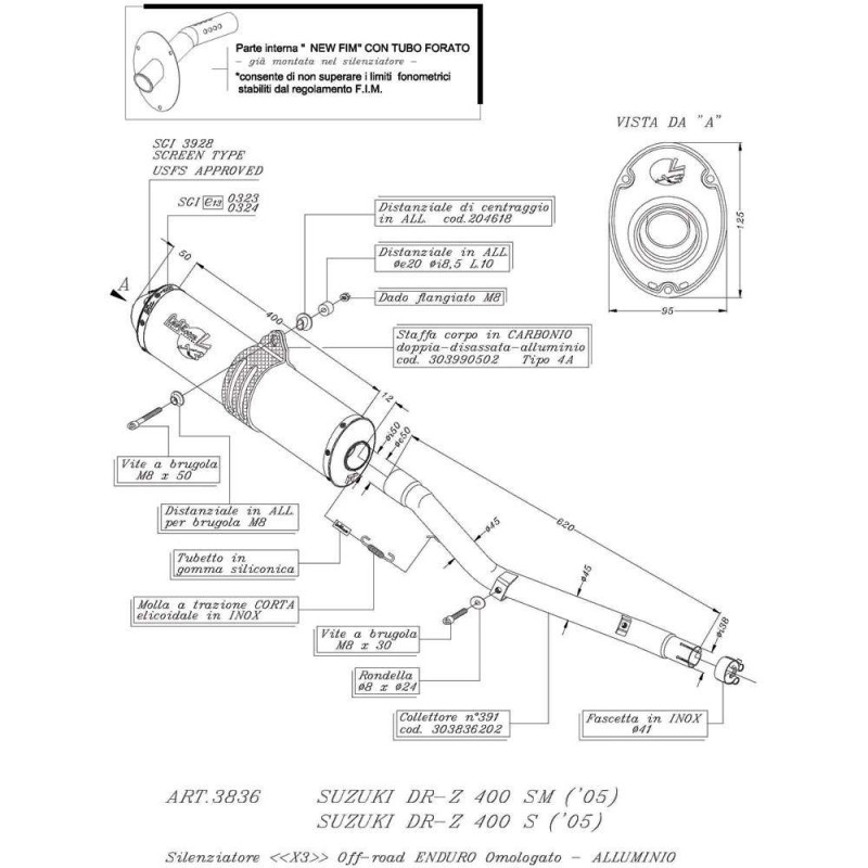 LEOVINCE AUSPUFFSCHALLDAMPFER X3 SUZUKI DR-Z 400 S SM 01-08 ALUMINIUM