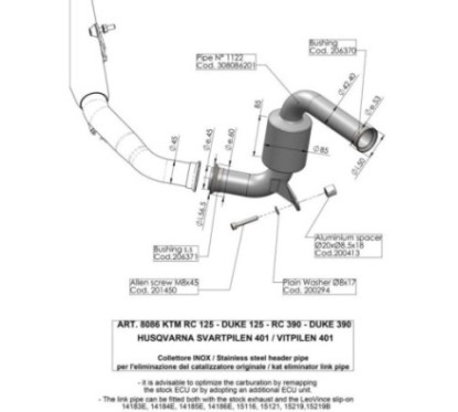 LEOVINCE CATALYST ELIMINATOR FITTING FOR HUSQVARNA SVARTPILEN 401 18-19 - COD.8086