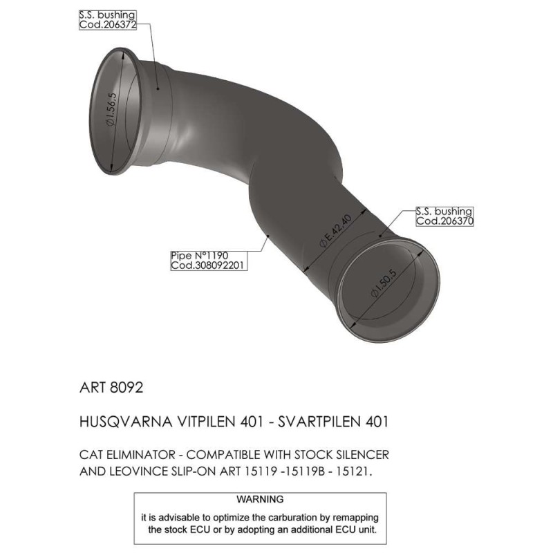 LEOVINCE CATALYST ELIMINATOR FITTING FOR HUSQVARNA SVARTPILEN 401 18-19 - COD.8092