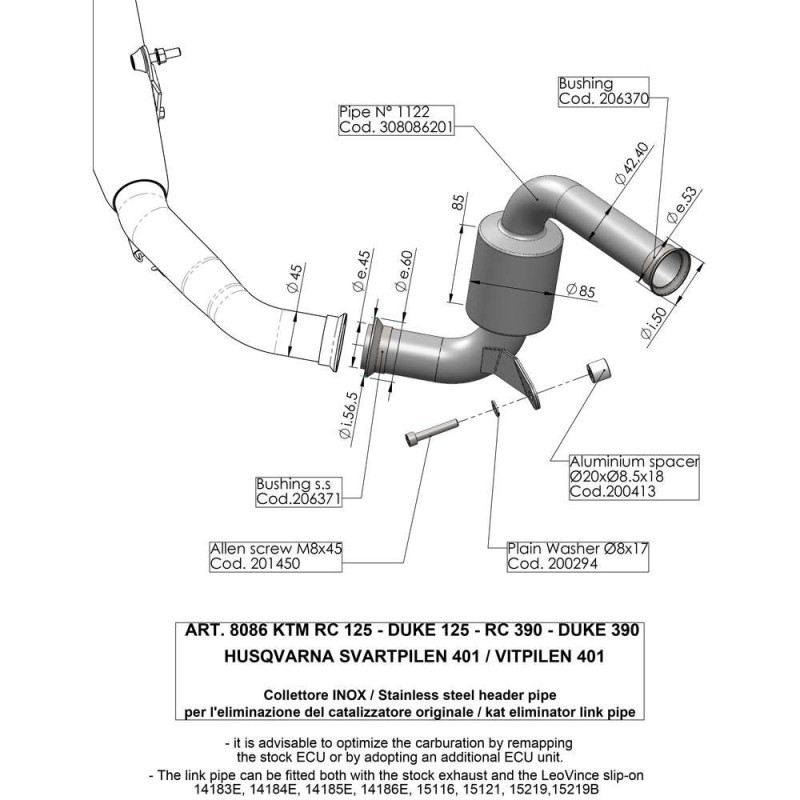 Extractor de catalizador Leovince para Husqvarna Vitpilen 401 18 19 (cod. 8086)