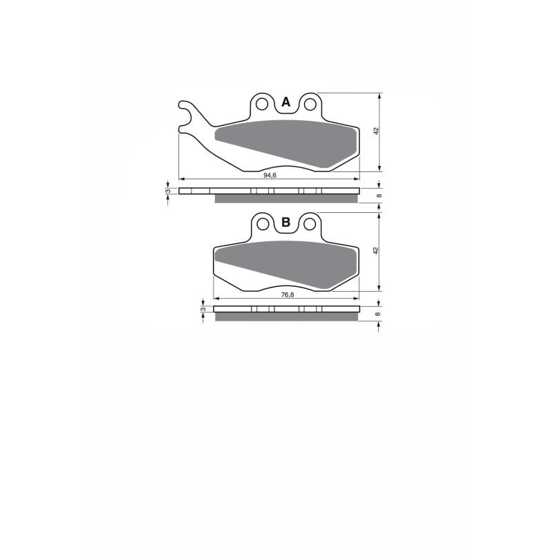 DELTA SEMI-METALLIC BRAKE PAD MX COMPOUND CPI GTR 125 (2 PIN PAD FIXING FRONT CALIPER) 2002-OFFER