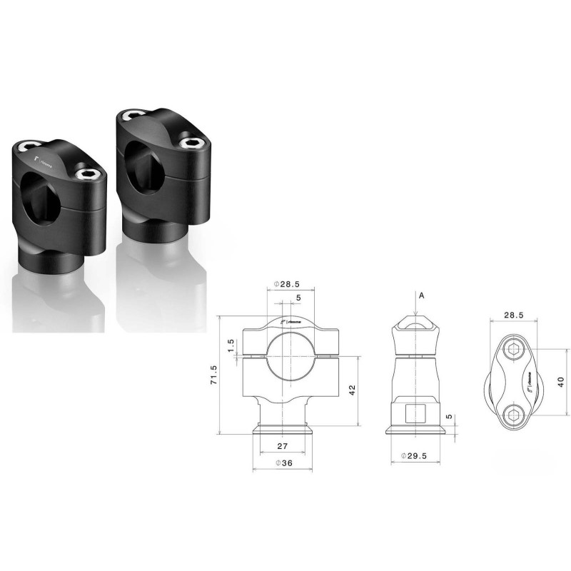 RIZOMA RISERS PER MANUBRI PER APRILIA TUONO V4 FACTORY 21-24 NERO