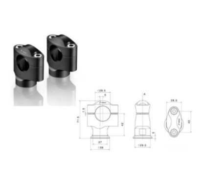 ELEVADORES DE MANILLAR RIZOMA PARA YAMAHA FAZER8 13-16 NEGRO