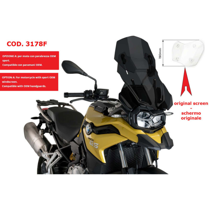 PUIG ECRAN REGLABLE POUR BMW F850 GS 18-24 FUMEE FONCEE-3178F