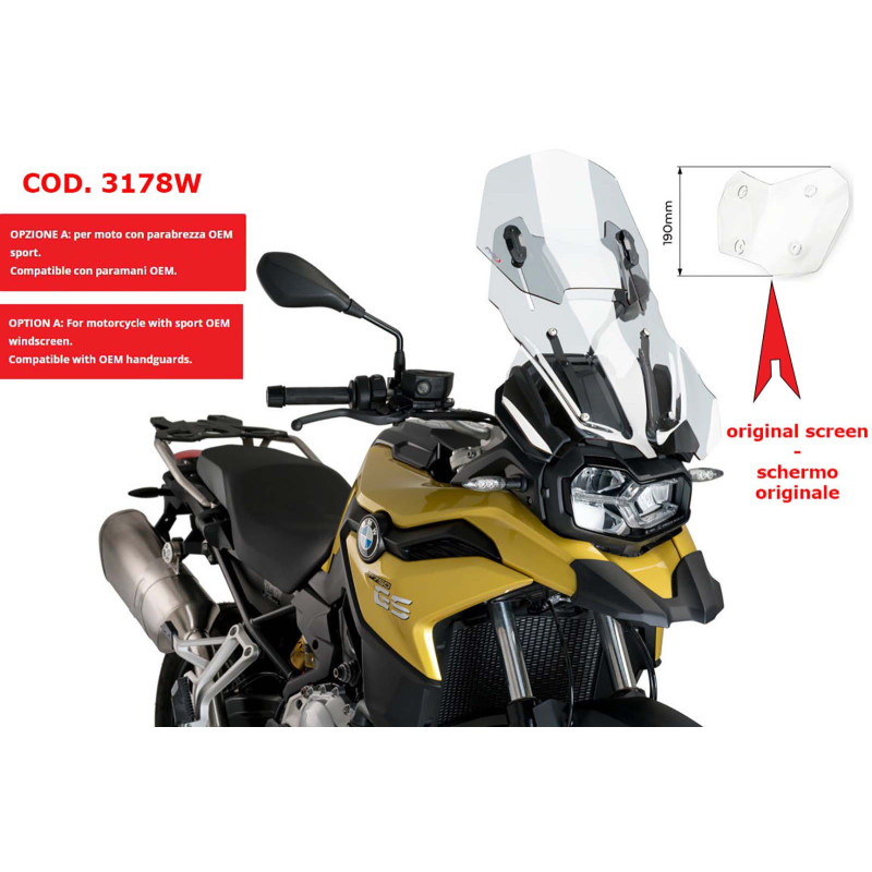 PANTALLA AJUSTABLE PUIG BMW F850 GS 18-24 TRANSPARENTE-3178W