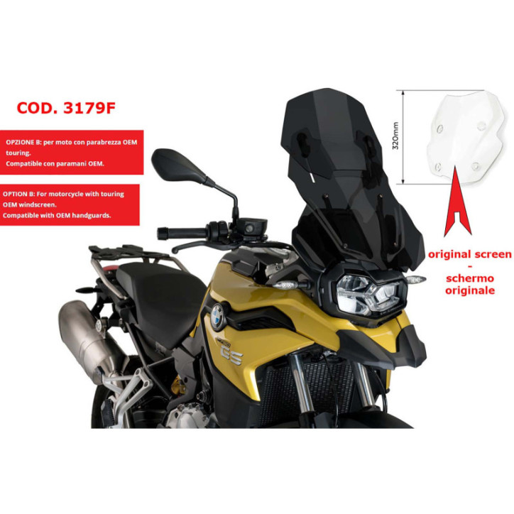 PUIG ECRAN REGLABLE POUR BMW F850 GS 18-24 FUMEE FONCEE-3179F