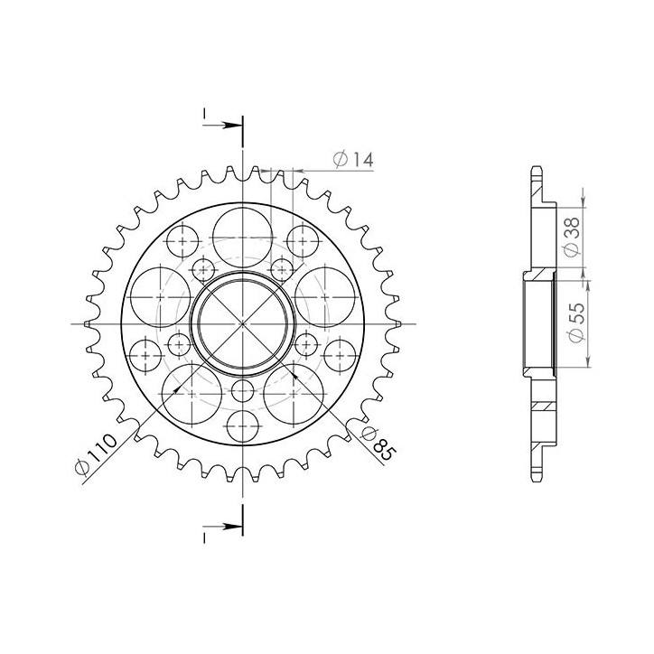 SGR COURONNE S AC P525-D41 POUR DUCATI HYPERMOTARD 1100/S 08/09