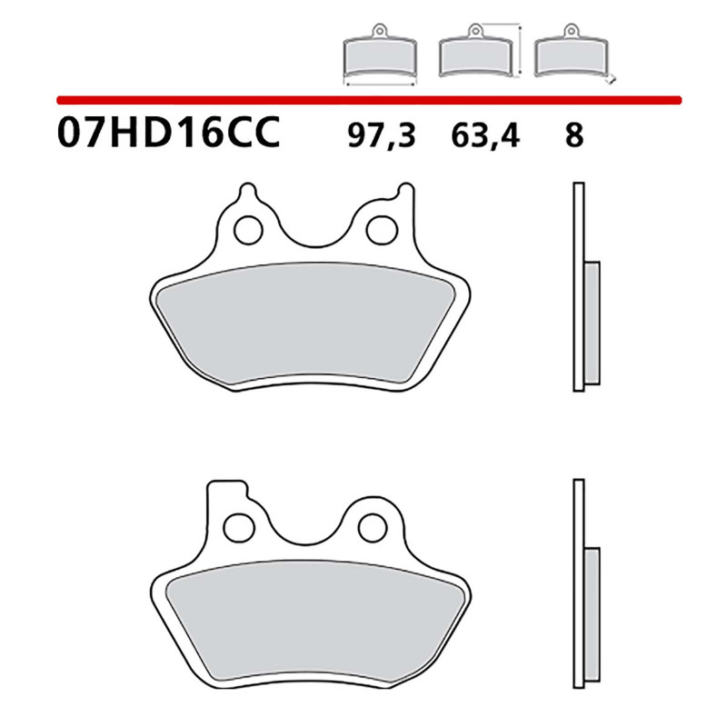 BREMBO FRONT BRAKE PADS KIT FOR HARLEY D. CVO ULTRA CL. ELECTRA GLIDE 06-06-07HD16