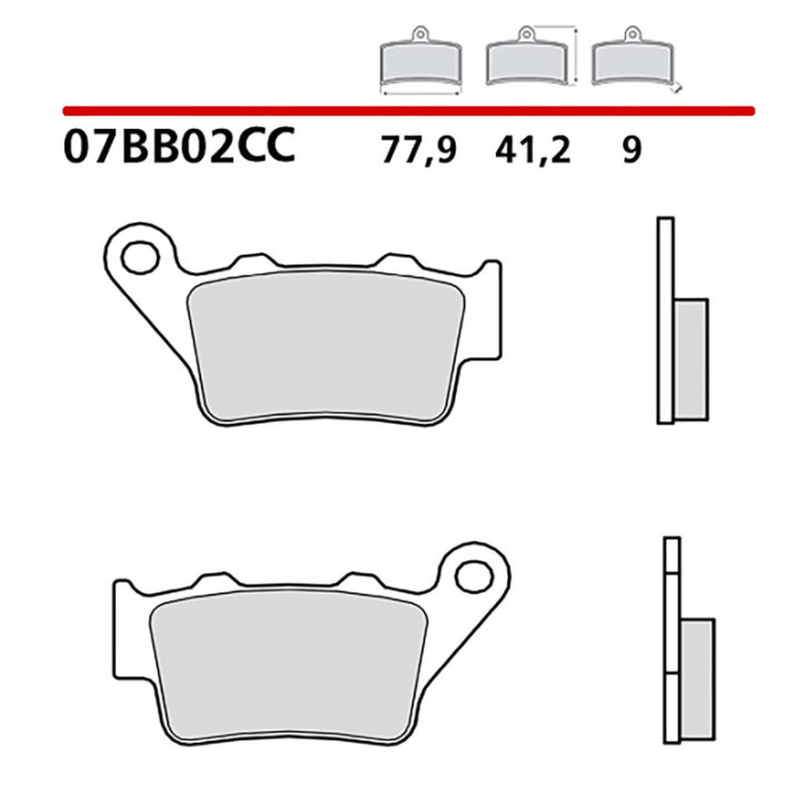 KIT PLAQUETTES DE FREIN ARRIERE BREMBO POUR APRILIA CAPONORD 1200 13-14-COD.07BB02CC