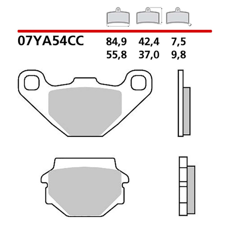 BREMBO HINTERES BREMSBELAGE-KIT FUR YAMAHA YFM GRIZZLY 300 12-13-COD.07YA54CC