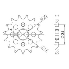 PIGNON SGR AC P428-D14 HONDA CB F CBF125MM 125 21 22