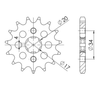 PIGNON SGR AC P428-D14 HONDA CB F CBF125MM 125 21 22