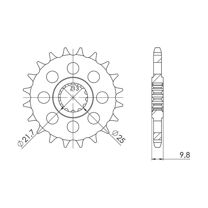 PIGNON SGR AC P428-D19 YAMAHA SR (RH051) 400 14/16