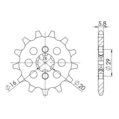 SGR PINION S AC P520-D12 KAWASAKI KX 125 06-08