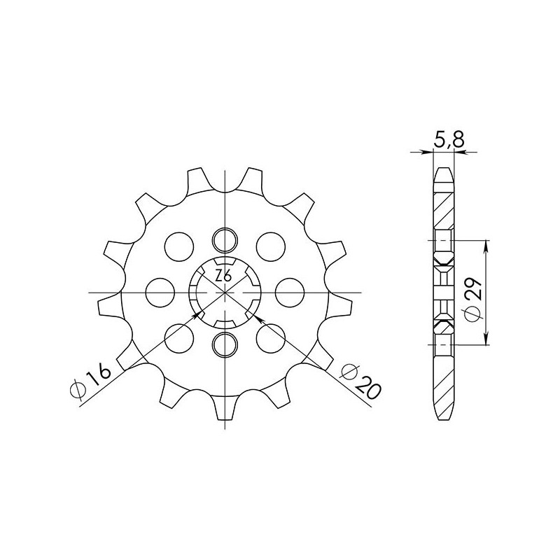 PIGNON SGR S AC P520-D12 KAWASAKI KX 125 06-08