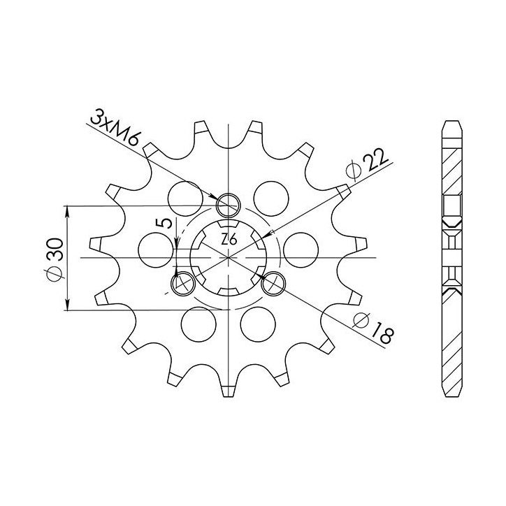 SGR PINION S AC P520-D12 KAWASAKI KX 125 94/95