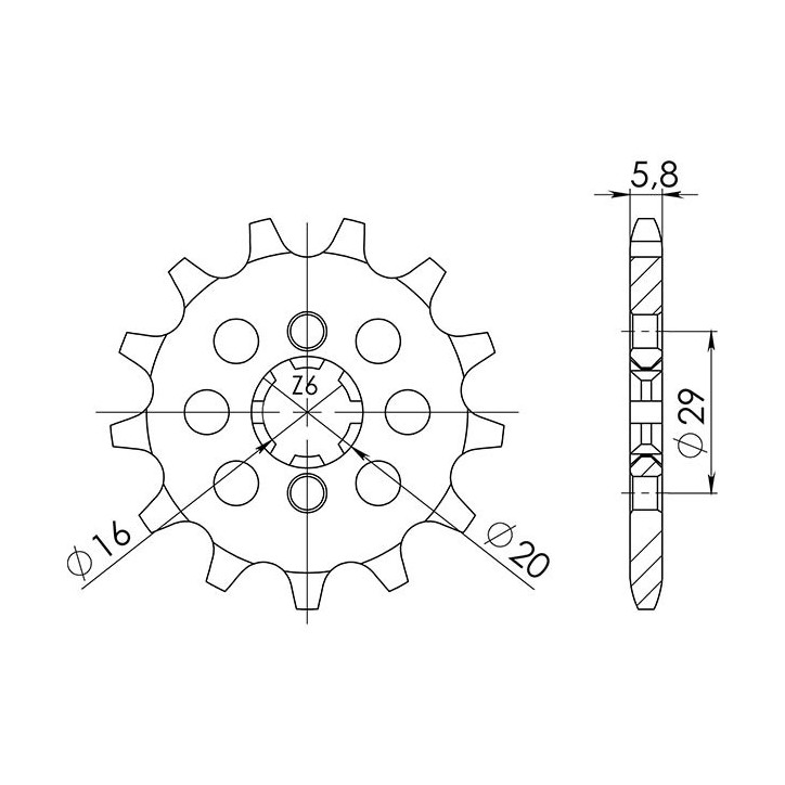 PIGNON SGR AC P520-D12 YAMAHA YZ 125 98-23