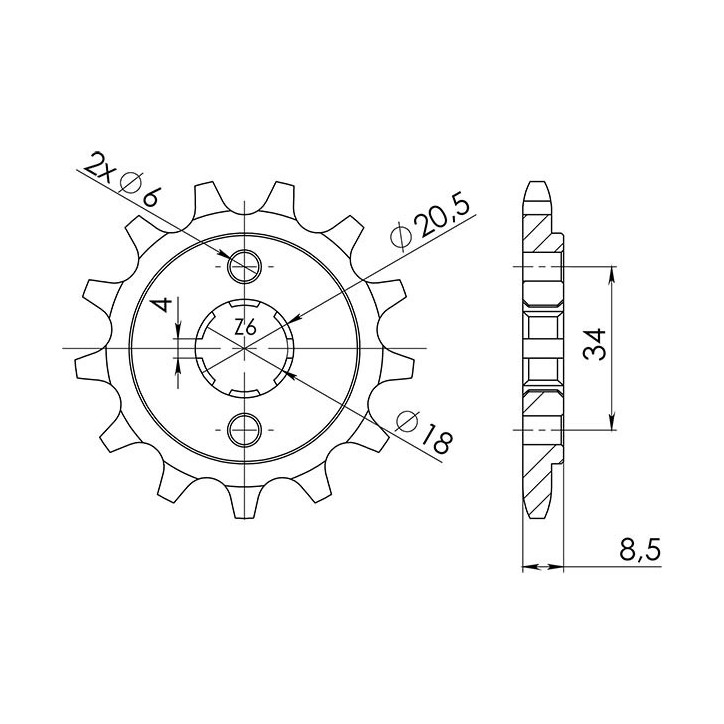 SGR PINION S AC P520-D13 HONDA CA REBEL 125 95/00