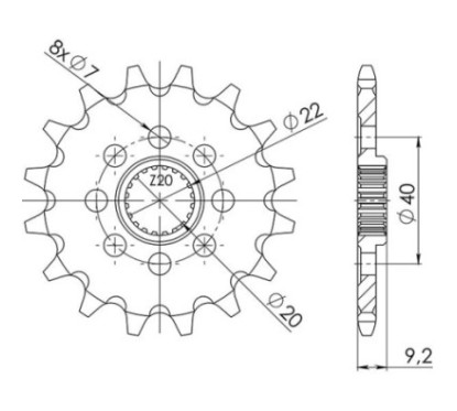 PIGNON SGR S AC P520-D14 KAWASAKI KFX 400 03 06