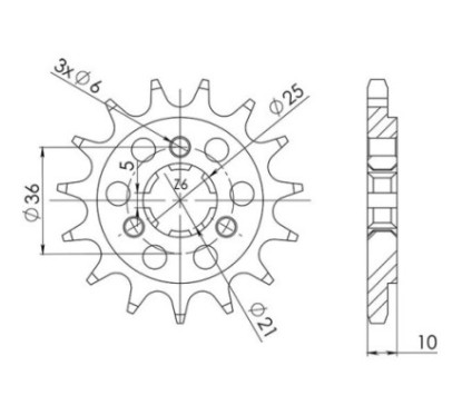 SGR PINION S AC P520-D15 CAGIVA T4R 350 86 91