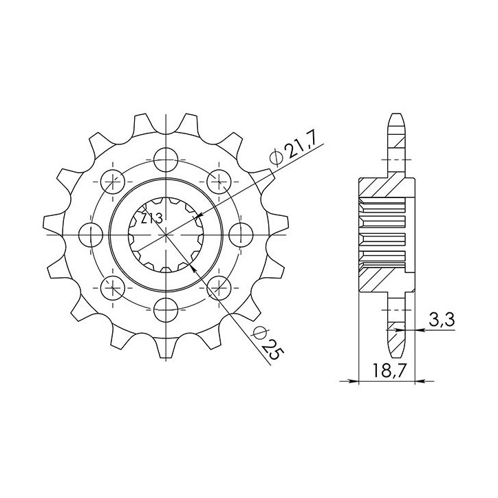 SGR PINION S AC P520-D15 KAWASAKI Z ABS/800 13/16