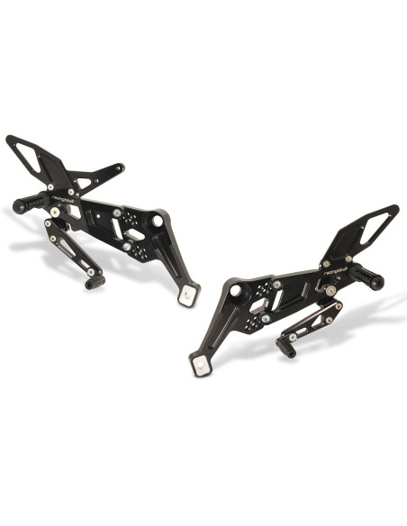 racingbike adjustable footrest with variable offset and fixed footrest for aprilia rs660 21 25 black