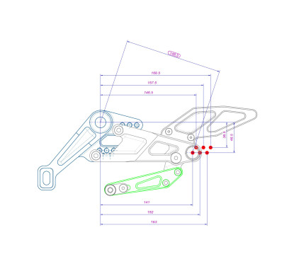 REPOSE-PIEDS REGLABLE RACINGBIKE AVEC REPOSE-PIEDS FIXE POUR APRILIA RS660 21-24 NOIR