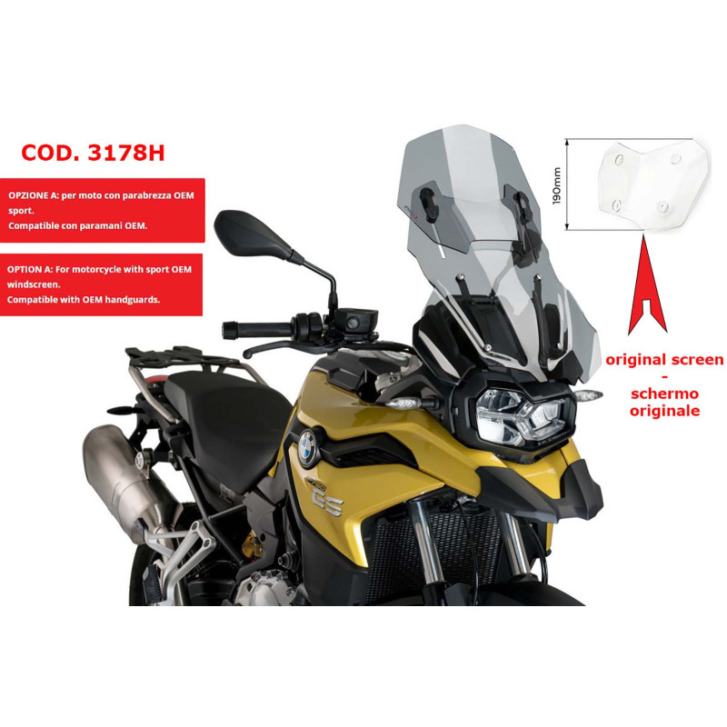 puig cupolino regolabile per bmw f850 gs 18 23 fume chiaro 3178h