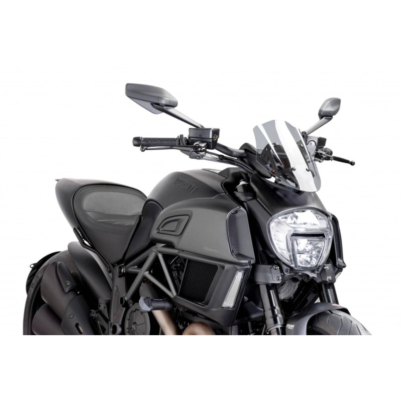 PUIG CUPOLINO NAKED NEW GENERATION SPORT REGOLABILE DUCATI DIAVEL 14'-18' FUME CHIARO