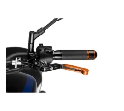 PUIG EXTENDABLE AND FOLDING CLUTCH LEVER 3.0 WITH BLACK CENTRAL BODY ORANGE EXTENSION AND SILVER SELECTOR