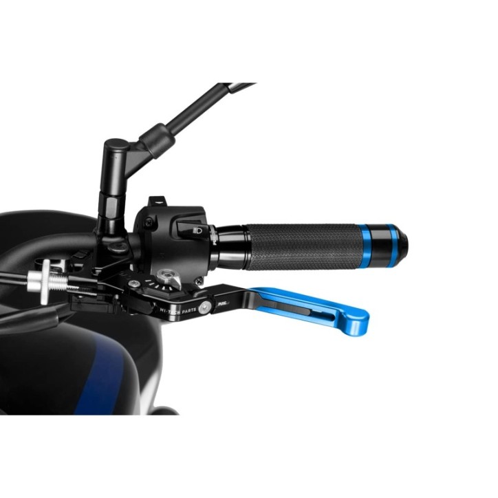 PUIG EXTENDABLE AND FOLDING CLUTCH LEVER 3.0 WITH BLACK CENTRAL BODY, BLUE EXTENSION AND SILVER SELECTOR