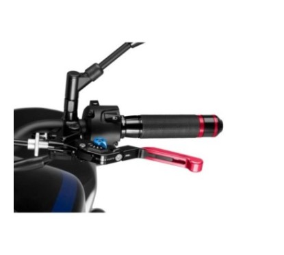 PUIG EXTENDABLE AND FOLDING CLUTCH LEVER 3.0 WITH BLACK CENTRAL BODY, RED EXTENSION AND BLUE SELECTOR